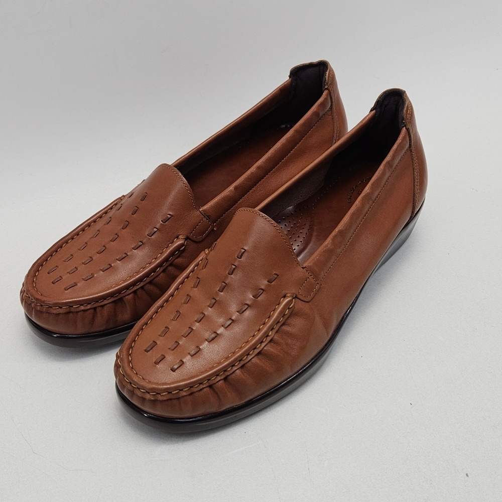 SAS Tripad Comfort Brown Leather Woven Loafers Wedge Shoes Womens 11 M